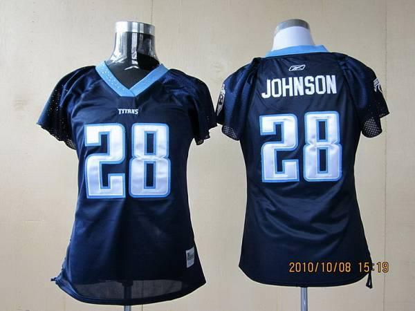 Titans #28 Chris Johnson Dark Blue Women's Field Flirt Stitched NFL Jersey